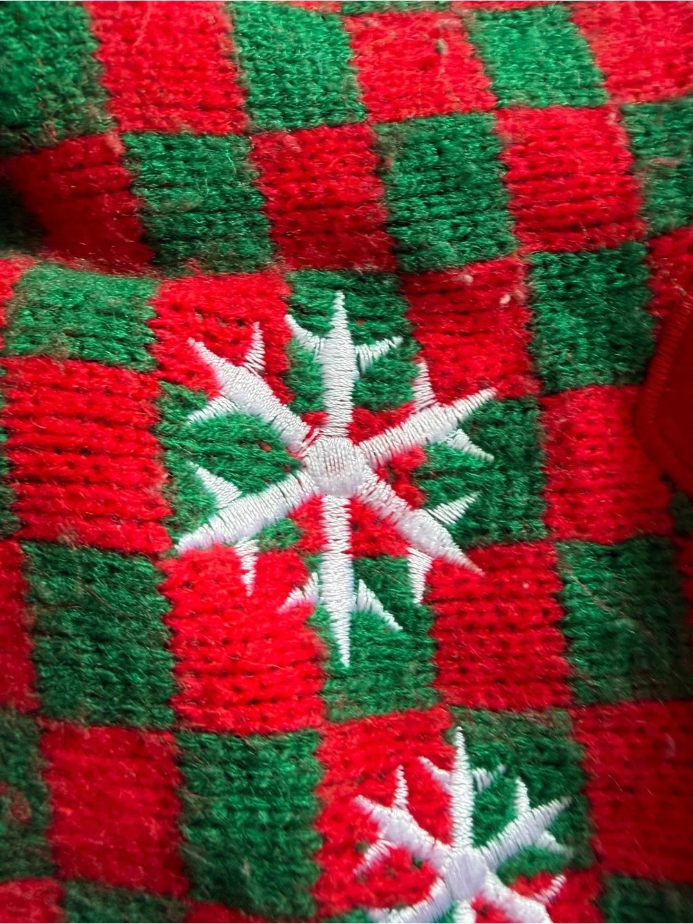 Red & Green Checkered Holiday Dog Sweater with Snowman KYEESE Wear L